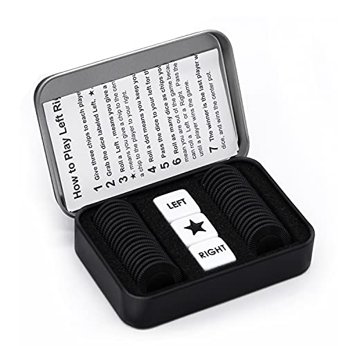 Bilywey Left Right Center Dice Game Set with 3 Dices + 36 Black Chips (Black) - Image 1