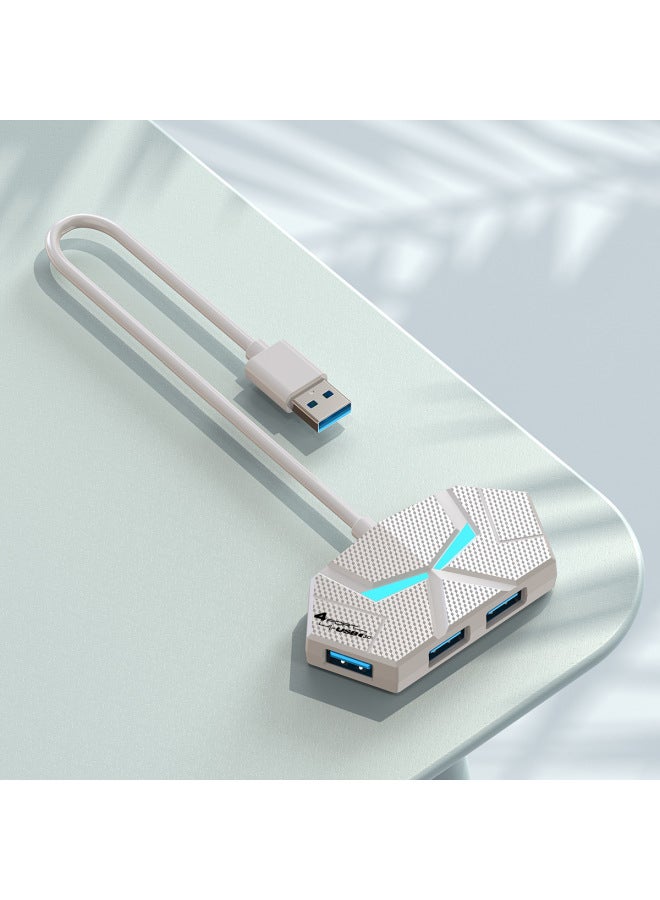 Colorful Atmosphere Lamp HUB4 7 3.0 High Speed Splitter Expansion Laptop One Drag Multiple Turn-Number Of Interfaces:4 3.0 White 1.2 Meters  - Image 1