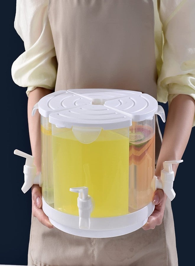 DULRLLY 5.5 L Rotating Beverage Dispenser for Fridge 4 in 1 Cold Kettle with Lid and Faucet Plastic Drink Dispensers Water Bucket Split Lemonade Juice Container Ideal for Juice Cocktails and More(White) - Image 2