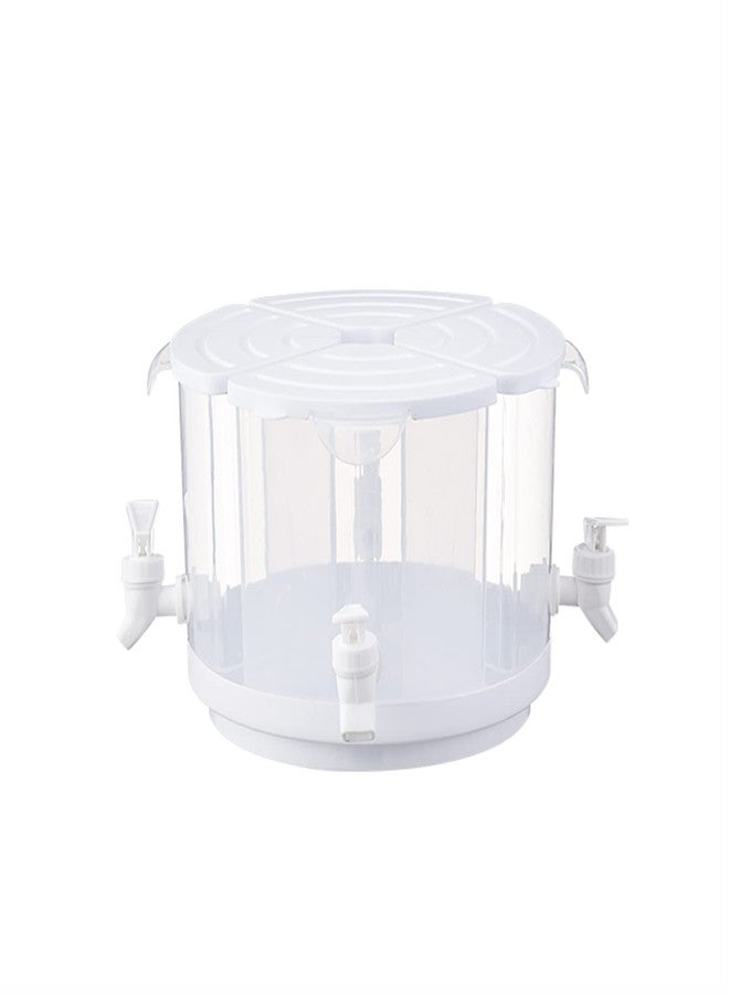 DULRLLY 5.5 L Rotating Beverage Dispenser for Fridge 4 in 1 Cold Kettle with Lid and Faucet Plastic Drink Dispensers Water Bucket Split Lemonade Juice Container Ideal for Juice Cocktails and More(White) - Image 1