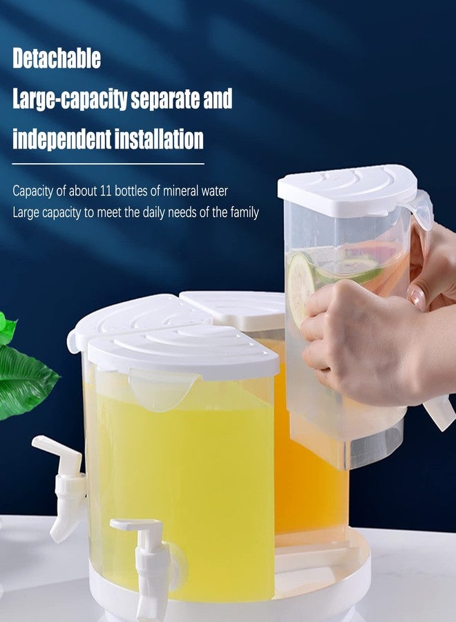 DULRLLY 5.5 L Rotating Beverage Dispenser for Fridge 4 in 1 Cold Kettle with Lid and Faucet Plastic Drink Dispensers Water Bucket Split Lemonade Juice Container Ideal for Juice Cocktails and More(White) - Image 4