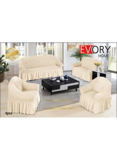 EVORY HOME A sofa cover set, an elastic sofa cover consisting of 4 pieces, two pieces of chair covers and two pieces of sofa covers. The set is suitable for all sizes of chairs and sofas.  - Image 1
