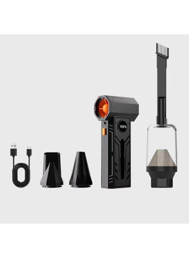 Portable Brushless Turbo Fan Blower & Mini Vacuum Cleaner 2 In 1, 130000 RPM High Speed Air Duster, Rechargeable Electric Dust Blower with Multiple Nozzles for Car Cleaning, Computer Keyboard, Sofa, Pet Hair - Image 4