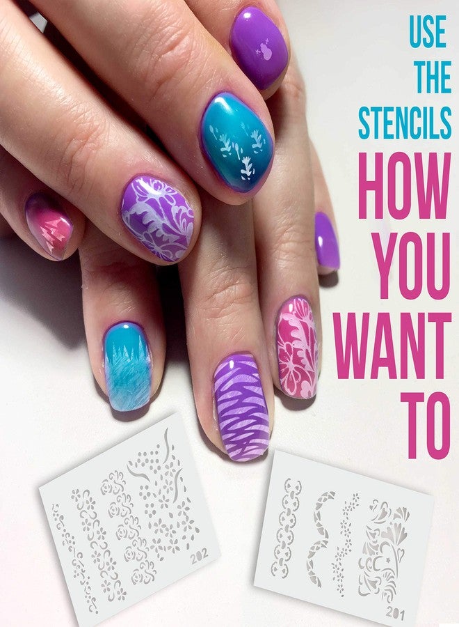 Custom Body Art Airbrush Nail Stencils - Nail Art Stencils Series #11: 260 Unique Designs from 20 Individual Templates - Image 3