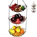 Dicunoy Dicunoy 3-Tier Hanging Fruit Basket, Heavy Duty Wire Baskets for Kitchen, Rustic Hanging Veggie Rack, Metal Fruit  - Image 2