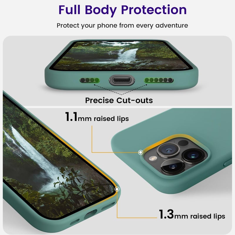 OTOFLY Designed for iPhone 14 Pro Max Phone Case, Silicone Shockproof Slim Thin Phone Case for iPhone 14 ProMax Case 6.7 inch (Pine Green) - Image 4