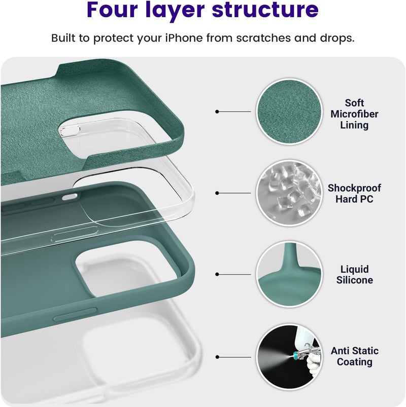 OTOFLY Designed for iPhone 14 Pro Max Phone Case, Silicone Shockproof Slim Thin Phone Case for iPhone 14 ProMax Case 6.7 inch (Pine Green) - Image 3