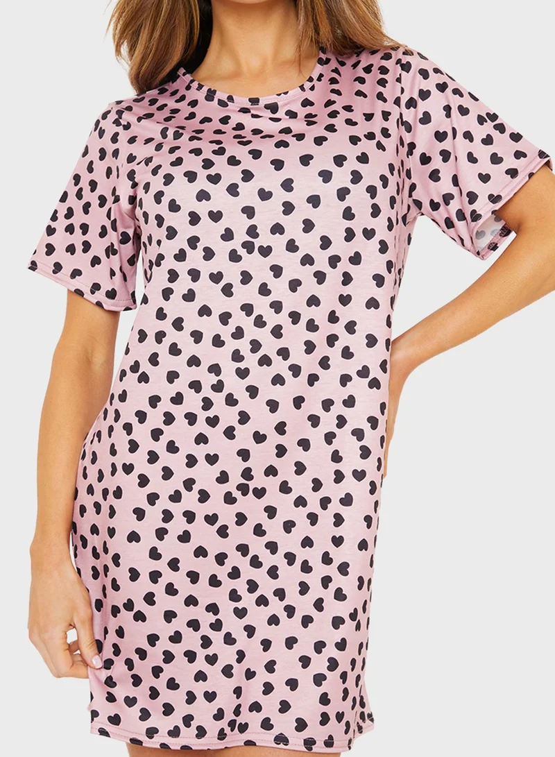 In the style Heart Print Nightie