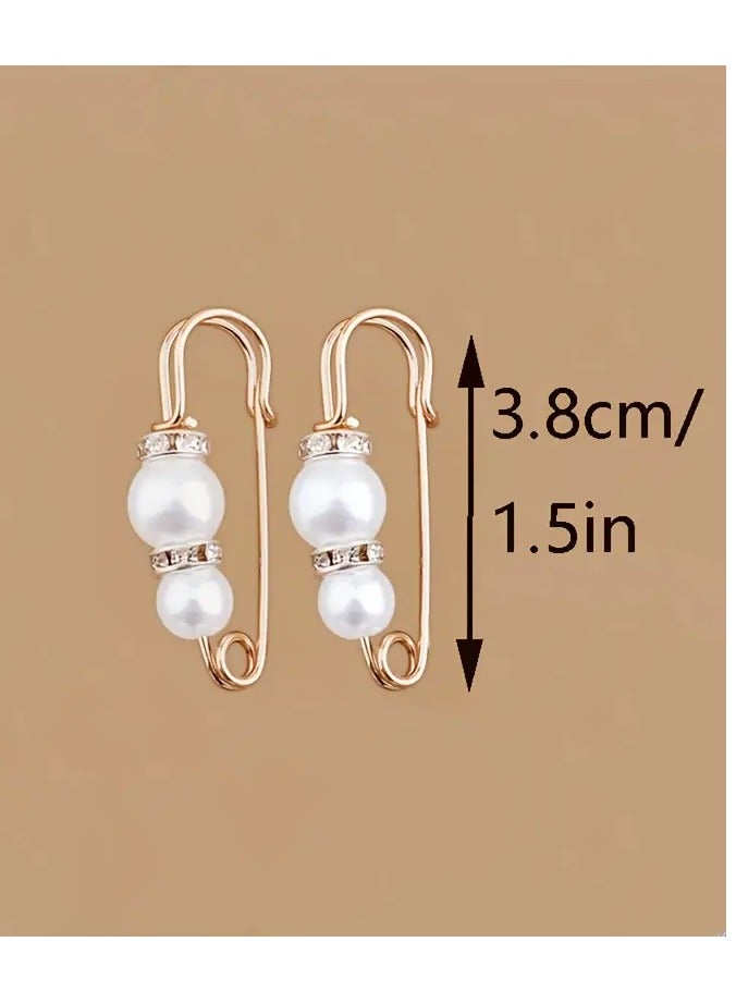 Goolsky 2pcs White Fuax Pearls Pants Waist Pin Elegant Fixed Brooch For Women Clothings Decoration - Image 3