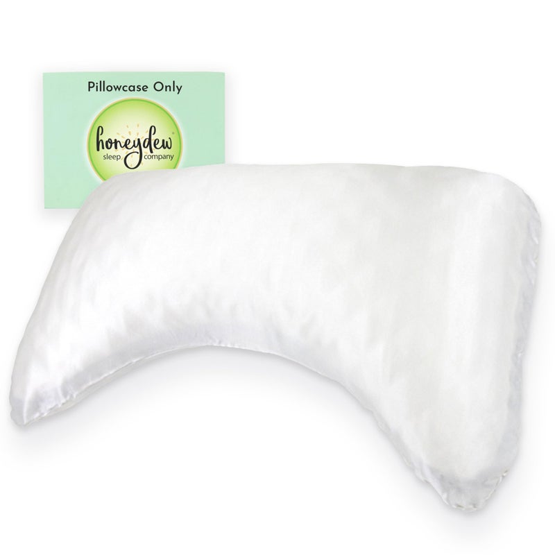 Honeydew Organic Silk Side Pillow Curved Pillowcase The Ultimate Luxury Pillowcase to Reduce Wrinkles and Improve Skin and Hair Health Queen Size Powdered Sugar White