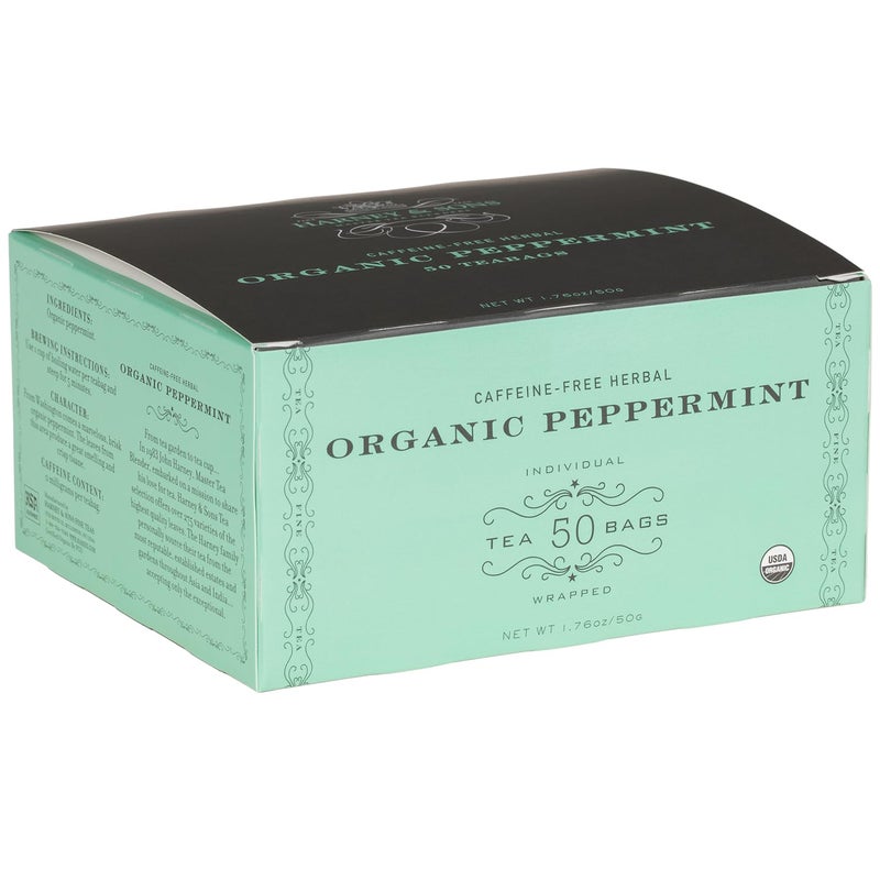 Harney & Sons Organic Peppermint Tea 1.76oz/50g (50 Tea Bags) - Image 1