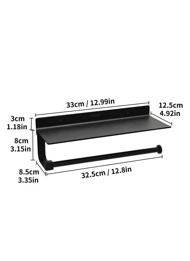 JOOM JOOM Hand Towel Holder for Bathroom -Paper Towel Holder Wall Mount - for Bathroom Black Paper Towel Holder with Shelf -Kitchen Towel Holder Black  - Image 3