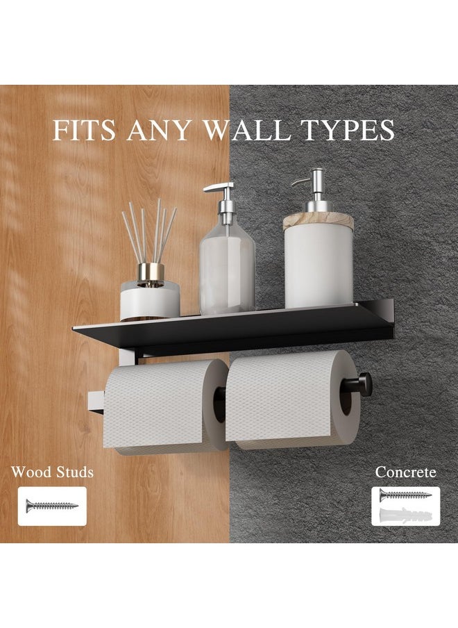 JOOM JOOM Hand Towel Holder for Bathroom -Paper Towel Holder Wall Mount - for Bathroom Black Paper Towel Holder with Shelf -Kitchen Towel Holder Black  - Image 4