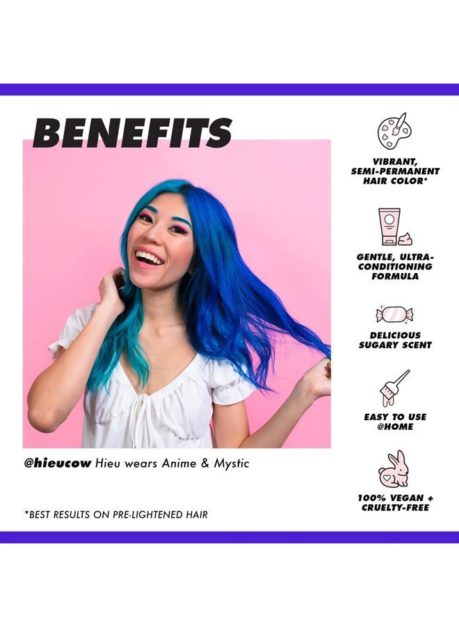 Lime Crime Unicorn Hair Dye Full Coverage, Mystic (Electric Blue) - Vegan and Cruelty Free Semi-Permanent Hair Color Conditions & Moisturizes - Temporary Blue Hair Dye With Sugary Citrus Vanilla Scent - Image 3