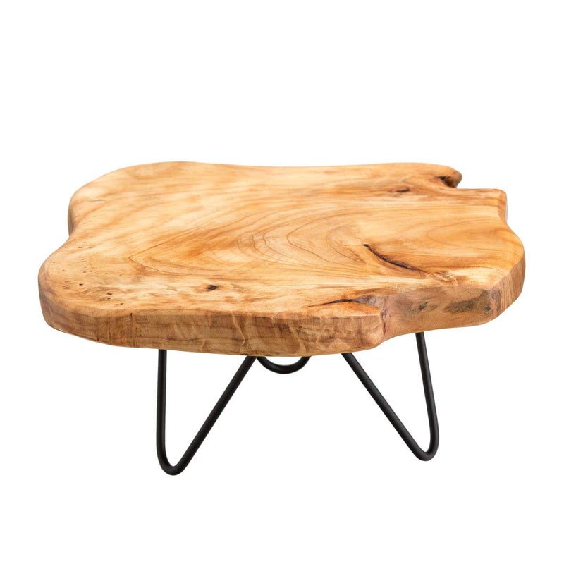 TJ Global Natural Edge Wooden Stand with Hairpin Legs for Displaying Cakes Plants Candles Decor L9 x W85 x H4