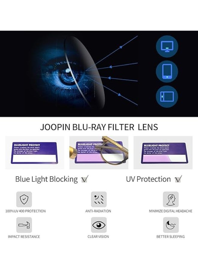 Joopin Blue Light Glasses for Men Women, Round Clear Lens Blue Light Blocking Glasses Anti Eye Strain Computer Gaming TV - Image 3