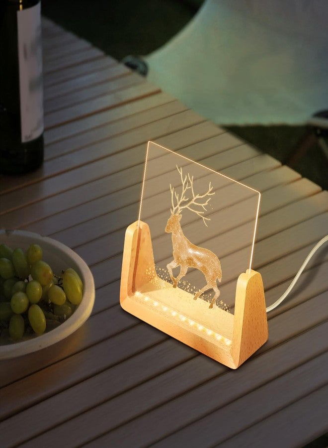 SYWAN 2Pcs Wooden LED Light Base, Glowing Photo Frame Night Light Lighted Display Stand Base USB Picture Anniversary Memorial Birthday Valentines Gift for Couples Him Her, 8 in Long (Warm) - Image 5