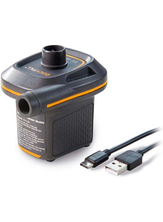 INTEX Lightweight and Portable Mini Quickfill USB Air Pump Black and Orange INT66635 - Image 1