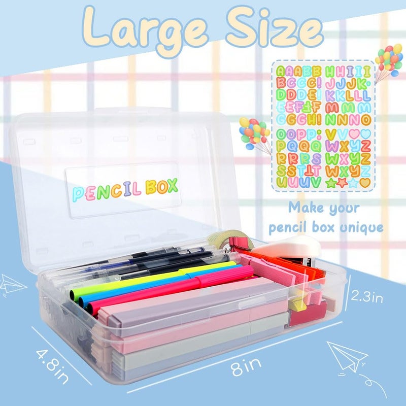 JIOMULIG Clear Large Pencil Case Hard Plastic Pencil Box Office Supplies Storage Container Organizer Boxes for Girls Boys Big Capacity 1 Pack for Journaling Stationery Sticker Craft Hobby Art Supplies Medium - Image 5