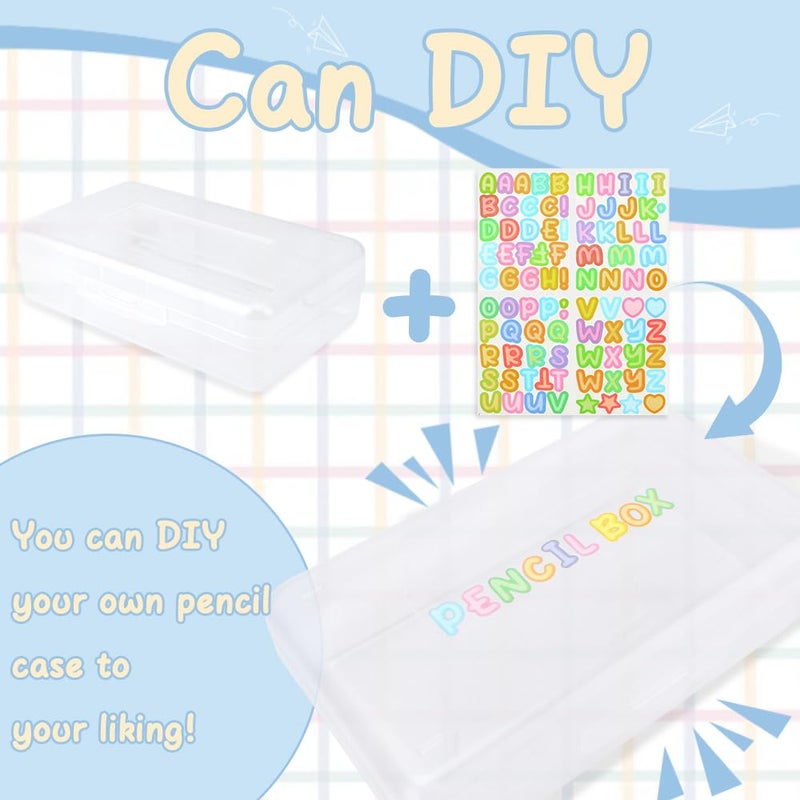 JIOMULIG Clear Large Pencil Case Hard Plastic Pencil Box Office Supplies Storage Container Organizer Boxes for Girls Boys Big Capacity 1 Pack for Journaling Stationery Sticker Craft Hobby Art Supplies Medium - Image 4