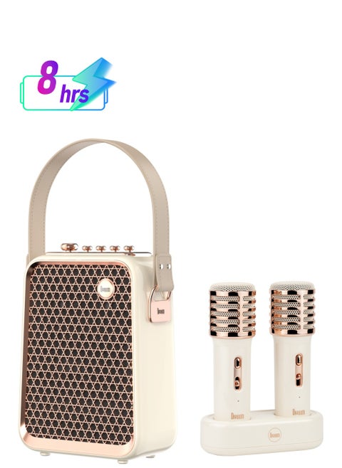 Divoom Songbird HQ - 50W Bluetooth Speaker with Karaoke Dual Wireless Microphones - White