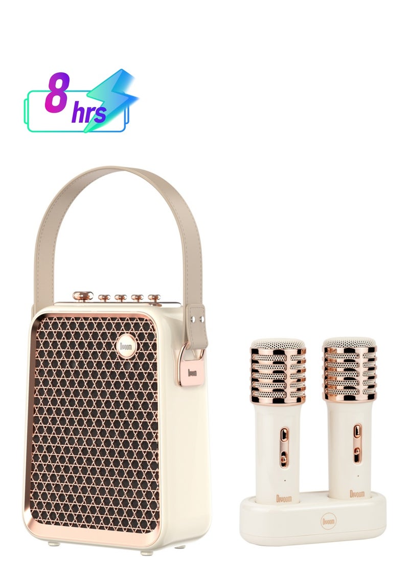 Divoom - Divoom Songbird HQ - 50W Bluetooth Speaker with Karaoke Dual Wireless Microphones - White - Image 1