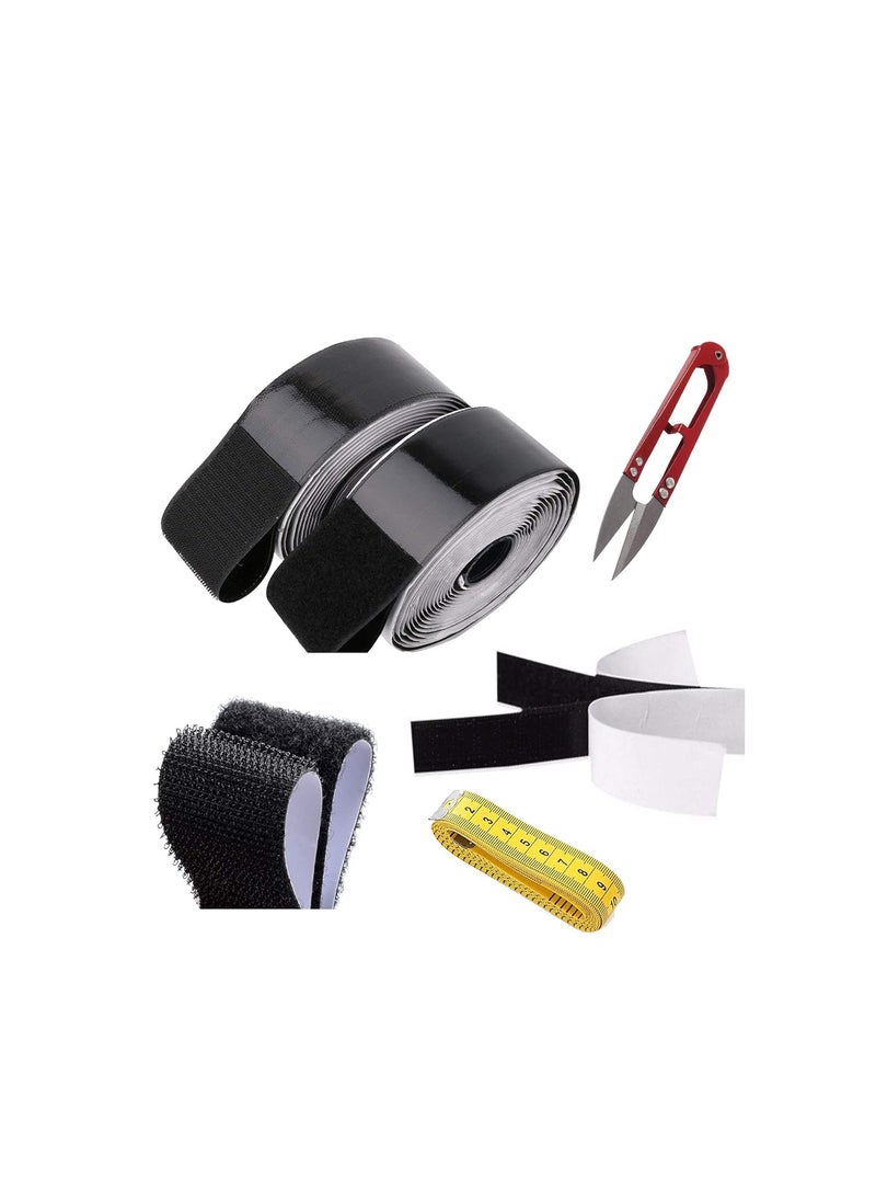 SAI PRASEEDA SAI PRASEEDA Adhesive Hook 10MTS_Adhesive Loop 10MTS with Easy Removal Sticker 20mm_ 10 MTS or 33 Feets Black Color with Industrial Cutter_Measuring Tape SP2 