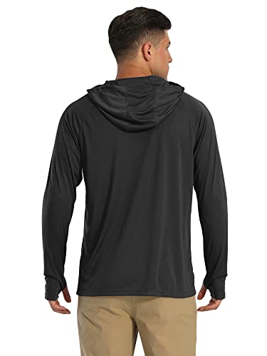MAGCOMSEN Fishing Shirts for Men UPF 50+ Performance Hoodie Shirts Long Sleeve Sun Protection Moisture Wicking Dry Fit Shirts Active T-Shirt Black - Image 2