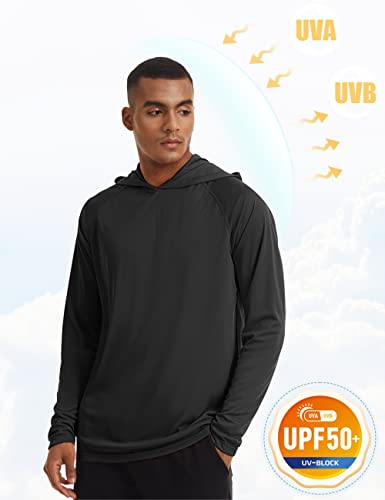 MAGCOMSEN Fishing Shirts for Men UPF 50+ Performance Hoodie Shirts Long Sleeve Sun Protection Moisture Wicking Dry Fit Shirts Active T-Shirt Black - Image 3