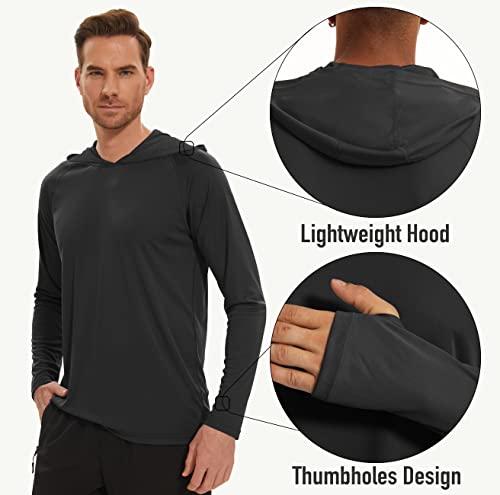 MAGCOMSEN Fishing Shirts for Men UPF 50+ Performance Hoodie Shirts Long Sleeve Sun Protection Moisture Wicking Dry Fit Shirts Active T-Shirt Black - Image 5