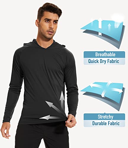 MAGCOMSEN Fishing Shirts for Men UPF 50+ Performance Hoodie Shirts Long Sleeve Sun Protection Moisture Wicking Dry Fit Shirts Active T-Shirt Black - Image 4