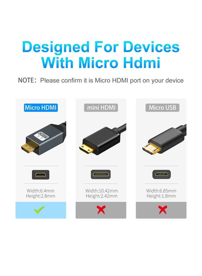 Twozoh كابل 4K Micro HDMI إلى HDMI بطول 5م، كابل HDMI عالي السرعة إلى Micro HDMI 2.0 مع حياكة يدعم 3D 4K 60Hz 1080p لكاميرا GoPro Hero 7، كاميرا سوني، Raspberry Pi 4، Nikon B500 - Image 3