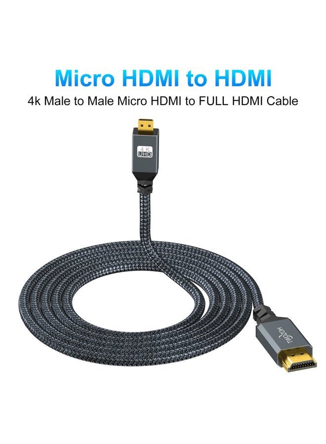 Twozoh كابل 4K Micro HDMI إلى HDMI بطول 5م، كابل HDMI عالي السرعة إلى Micro HDMI 2.0 مع حياكة يدعم 3D 4K 60Hz 1080p لكاميرا GoPro Hero 7، كاميرا سوني، Raspberry Pi 4، Nikon B500 - Image 5