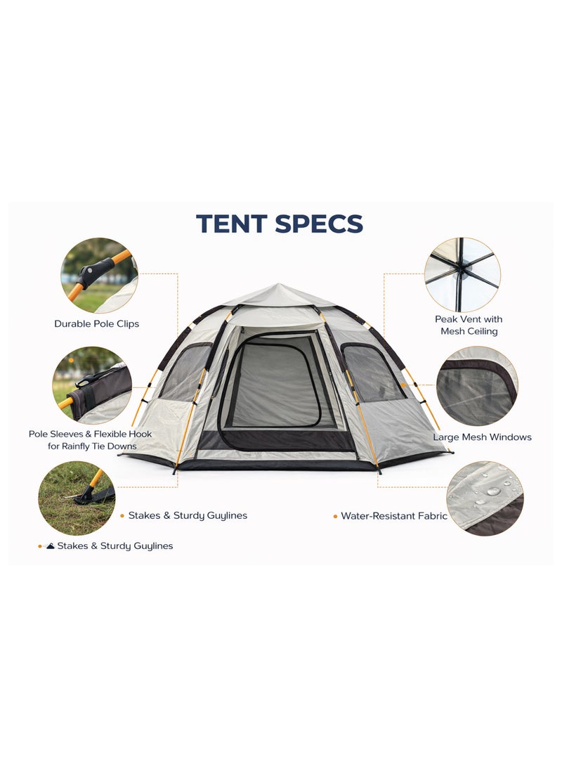 دي بلو خيمة تخييم أوتوماتيكية سريعة الفتح مع نوافذ تهوية – خيمة عائلية سهلة التركيب - Image 4