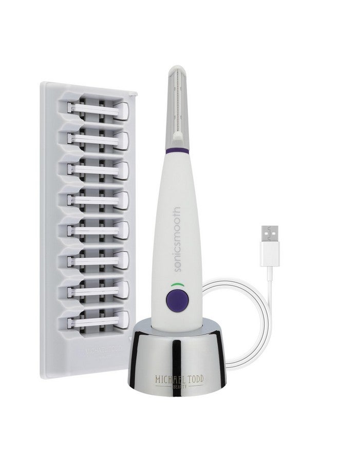 Michael Todd Michael Todd Beauty - Sonicsmooth - SONIC Technology Dermaplaning Tool - 2 in 1 Women’s Facial Exfoliation & Peach Fuzz Hair Removal System with 8 Weeks of Safety Edges  - Image 1