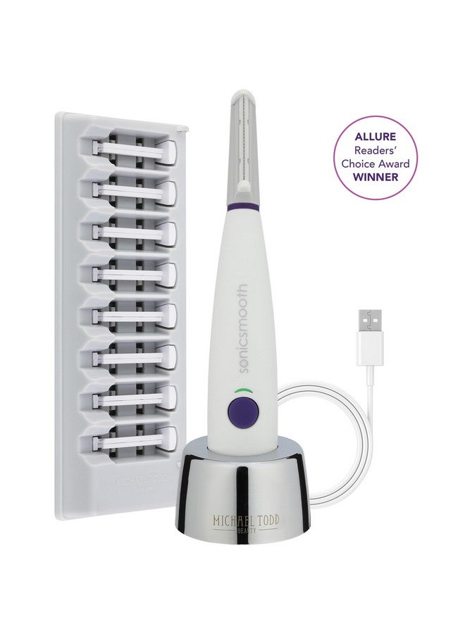 Michael Todd Michael Todd Beauty - Sonicsmooth - SONIC Technology Dermaplaning Tool - 2 in 1 Women’s Facial Exfoliation & Peach Fuzz Hair Removal System with 8 Weeks of Safety Edges  - Image 2