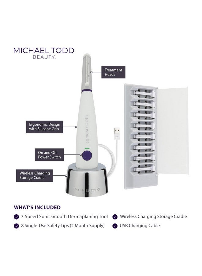 Michael Todd Michael Todd Beauty - Sonicsmooth - SONIC Technology Dermaplaning Tool - 2 in 1 Women’s Facial Exfoliation & Peach Fuzz Hair Removal System with 8 Weeks of Safety Edges  - Image 3