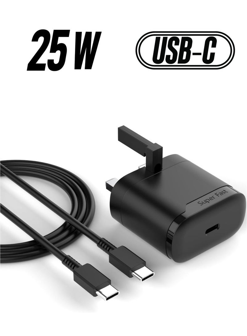 MUNTAQI Fast Charger for Samsung Galaxy S24 S23 Ultra S23+ S23 S22 Ultra S22+ S22 S21 Ultra S21+ S21 A54 A53 A52 A32 25W USB C Plug with 1.5M Type C Cable Adaptive Fast Charging, Folding Plug - Image 1