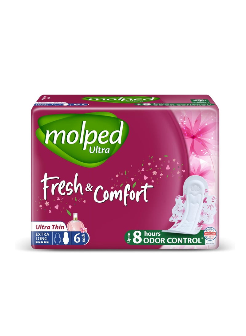 Molped Ultra Fresh andComfort  Single Pack  Extra Long 6 Pads - Image 1