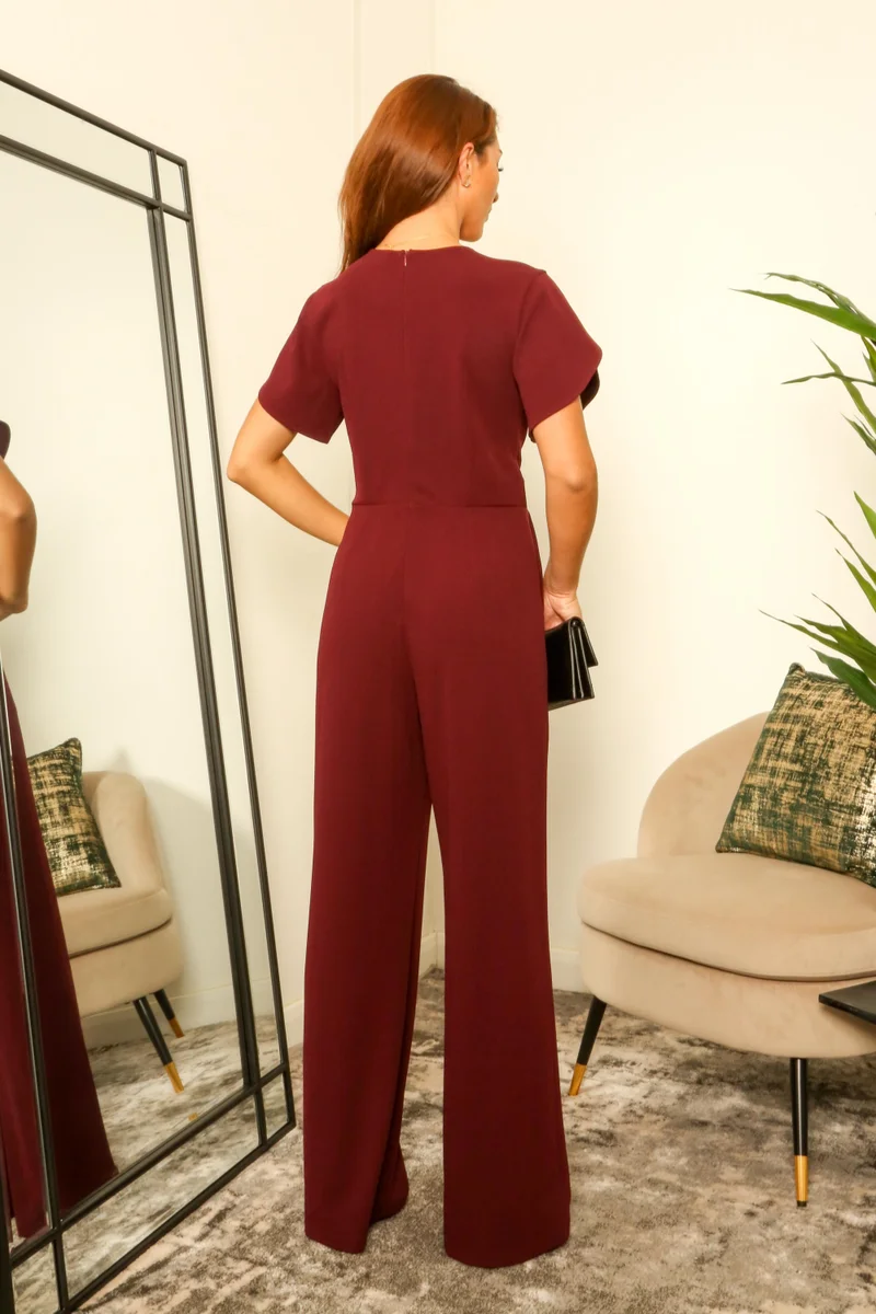 Double Second  Tulip Sleeve Wrap Front Jumpsuit for Women | Best Price UAE