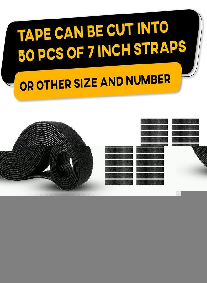Trazon Hook and Loop One Wrap Tape, Fastening Cable Straps with Heavy Duty Strenght, Easy to Cut Roll, Quick Wrap Cable Straps, Bundling Ties Fasten Self Gripping for Storage and Organization (Black) - Image 5