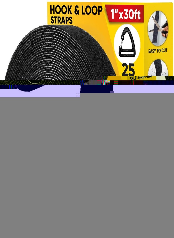Trazon Hook and Loop One Wrap Tape, Fastening Cable Straps with Heavy Duty Strenght, Easy to Cut Roll, Quick Wrap Cable Straps, Bundling Ties Fasten Self Gripping for Storage and Organization (Black) - Image 1