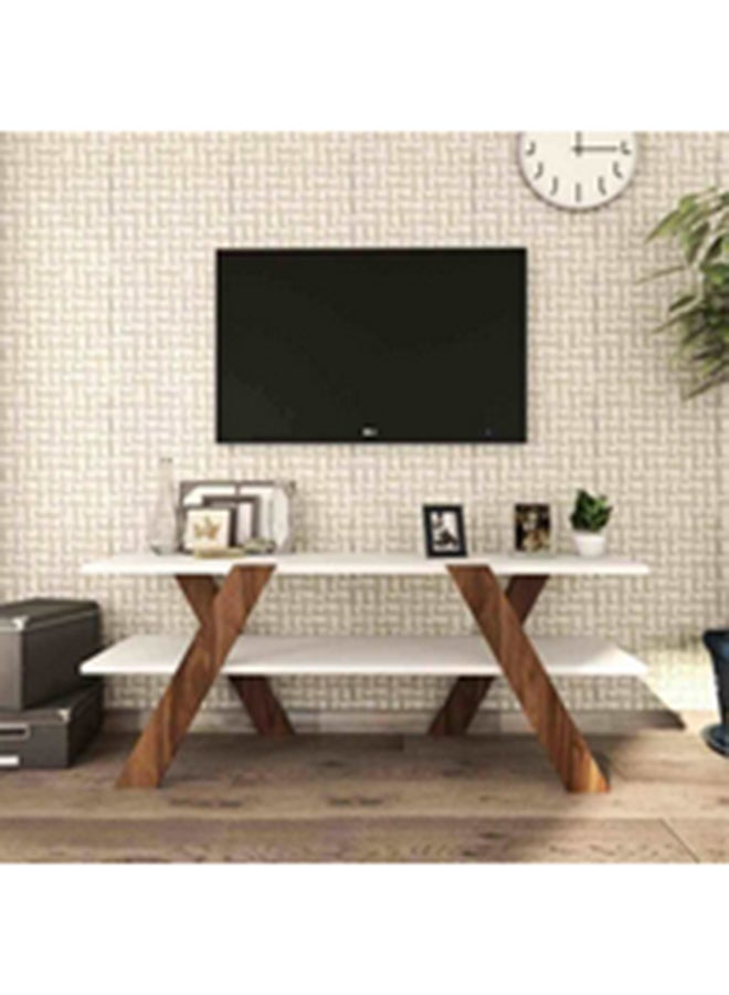 Homzmart MDF TV Table White & Brown - 150x30x50 cm - Image 2