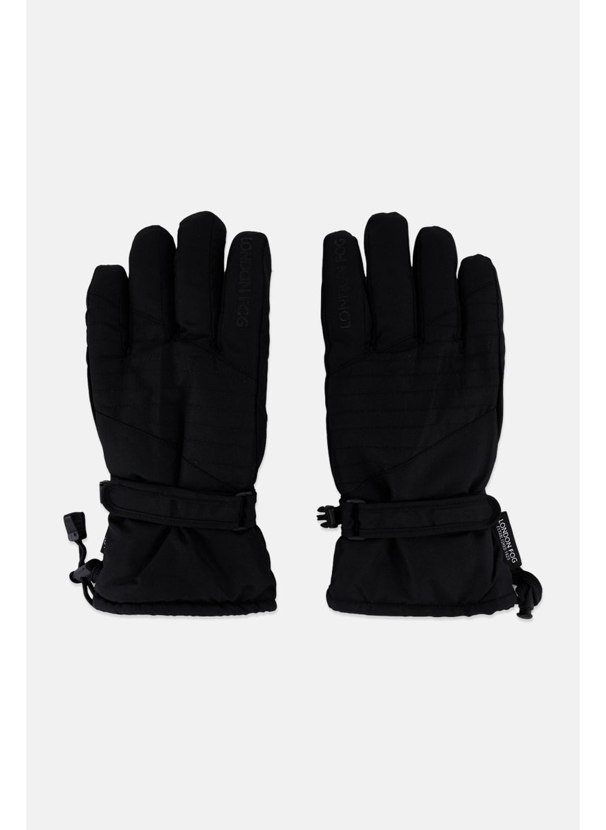 London Fog Women Brand Logo Gloves, Black  - Image 1