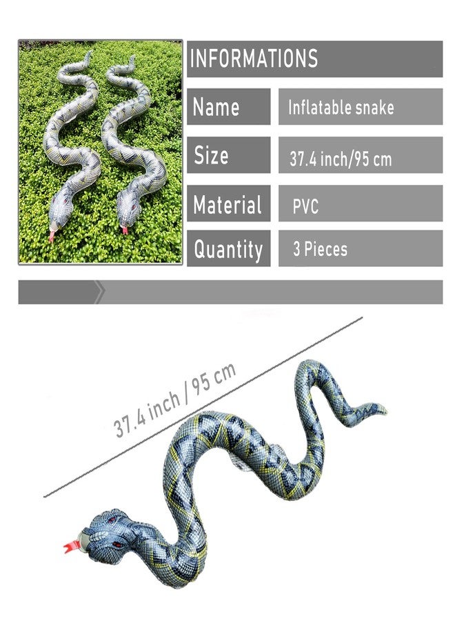 iShyan Inflatable Snake,5 Pack Fake Snakes 37.4 inch Large Inflatable Snakes for Garden Pool Halloween Decoration - Image 2