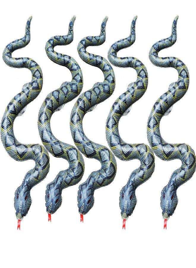 iShyan Inflatable Snake,5 Pack Fake Snakes 37.4 inch Large Inflatable Snakes for Garden Pool Halloween Decoration - Image 1