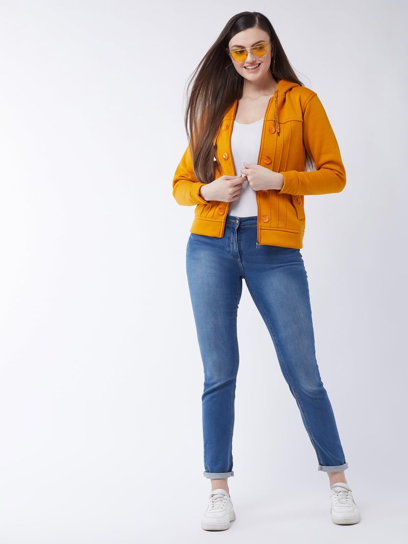 Pivl Casual Solid Full Sleeves Stylish Women Fleece Jacket with zip for winter II Zipper Hoodie II Hooded Neck II Winter Wear II - Image 4