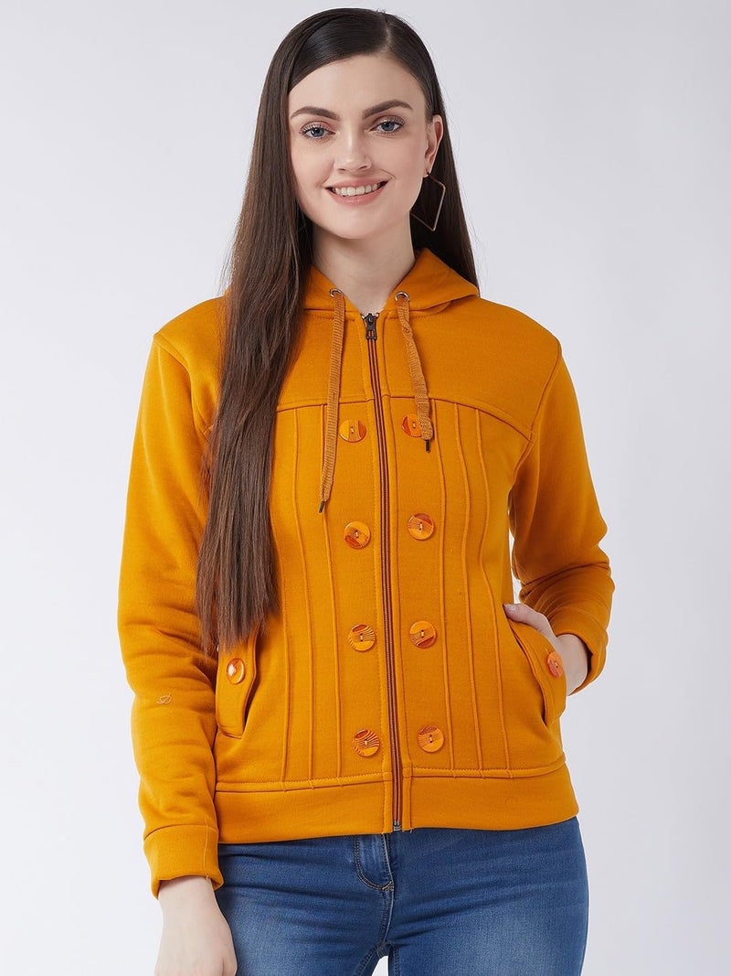 Pivl Casual Solid Full Sleeves Stylish Women Fleece Jacket with zip for winter II Zipper Hoodie II Hooded Neck II Winter Wear II - Image 2