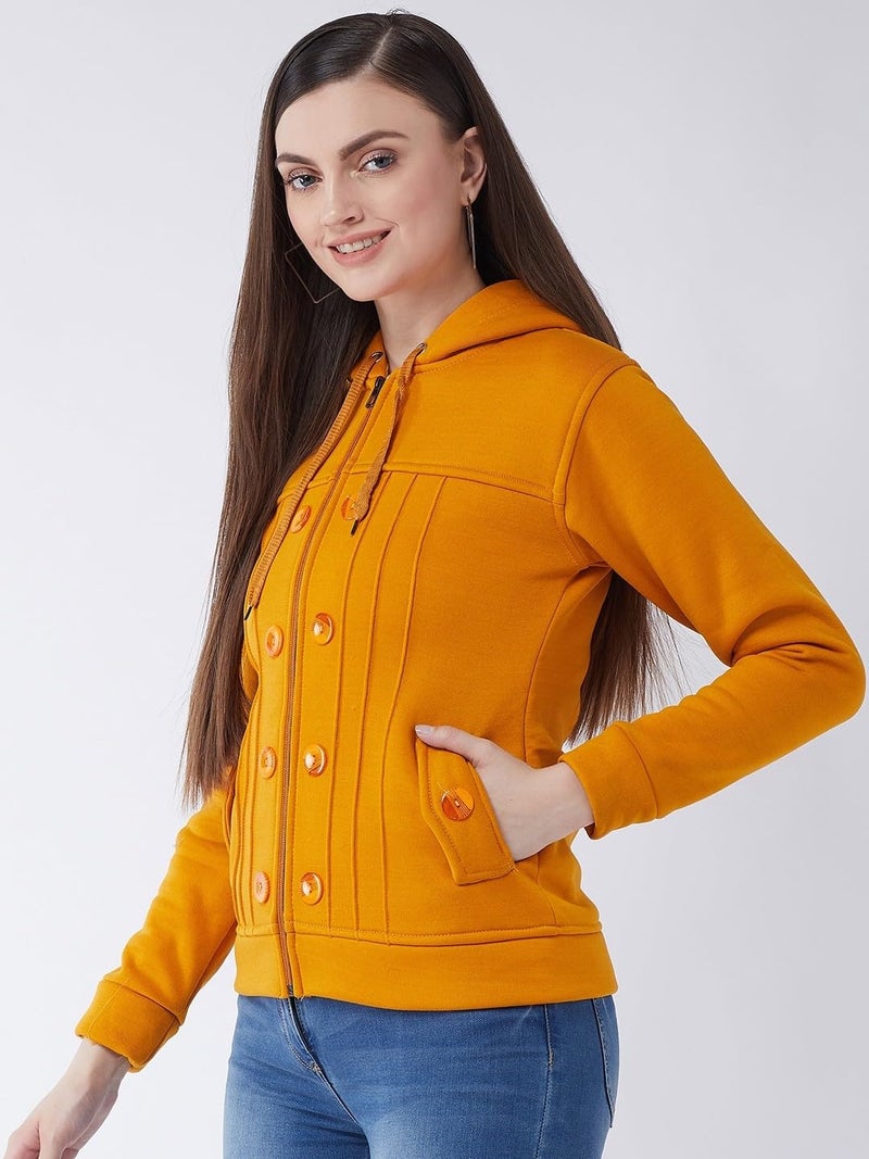 Pivl Casual Solid Full Sleeves Stylish Women Fleece Jacket with zip for winter II Zipper Hoodie II Hooded Neck II Winter Wear II - Image 5