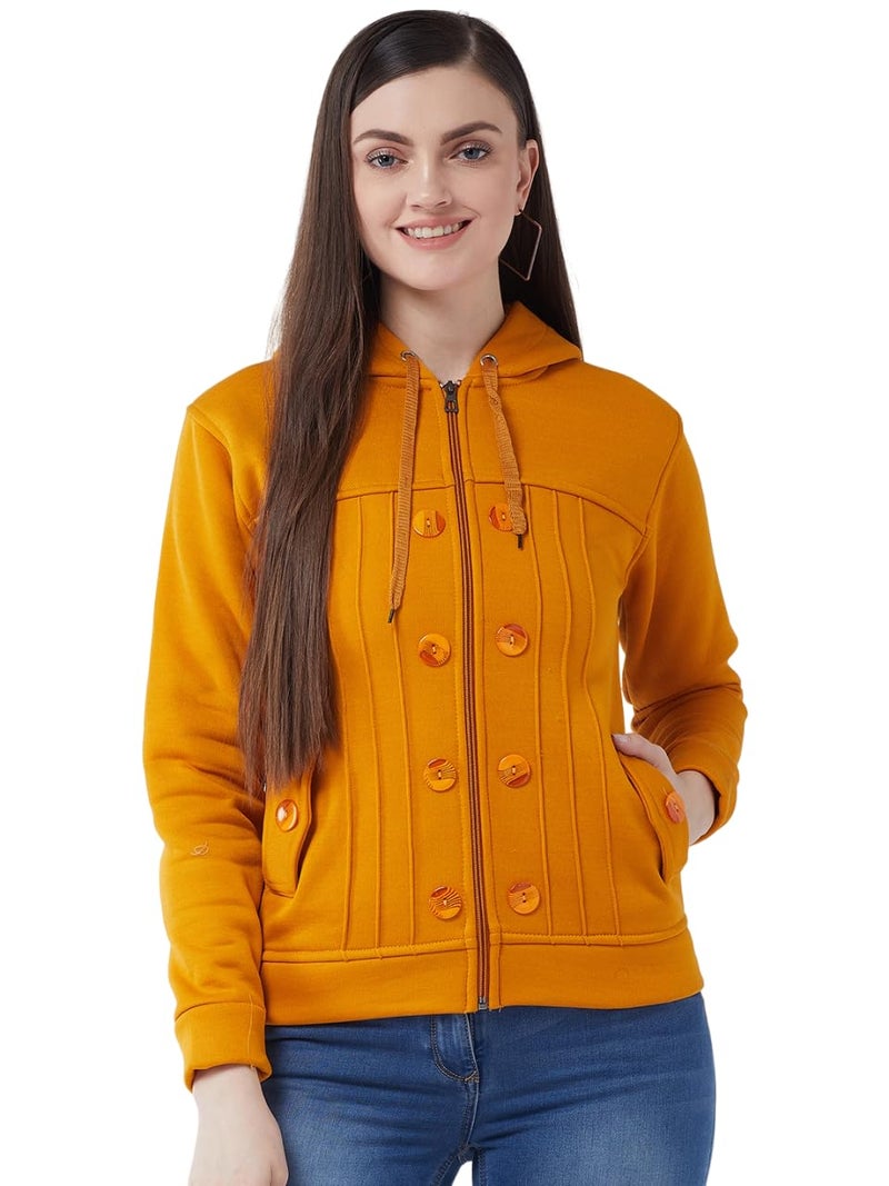 Pivl Casual Solid Full Sleeves Stylish Women Fleece Jacket with zip for winter II Zipper Hoodie II Hooded Neck II Winter Wear II - Image 1
